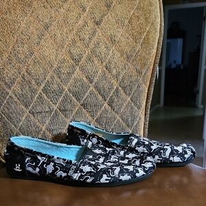 Bobs From Skechers For Cats Yoga Slip On Flats Shoes Black Gray White